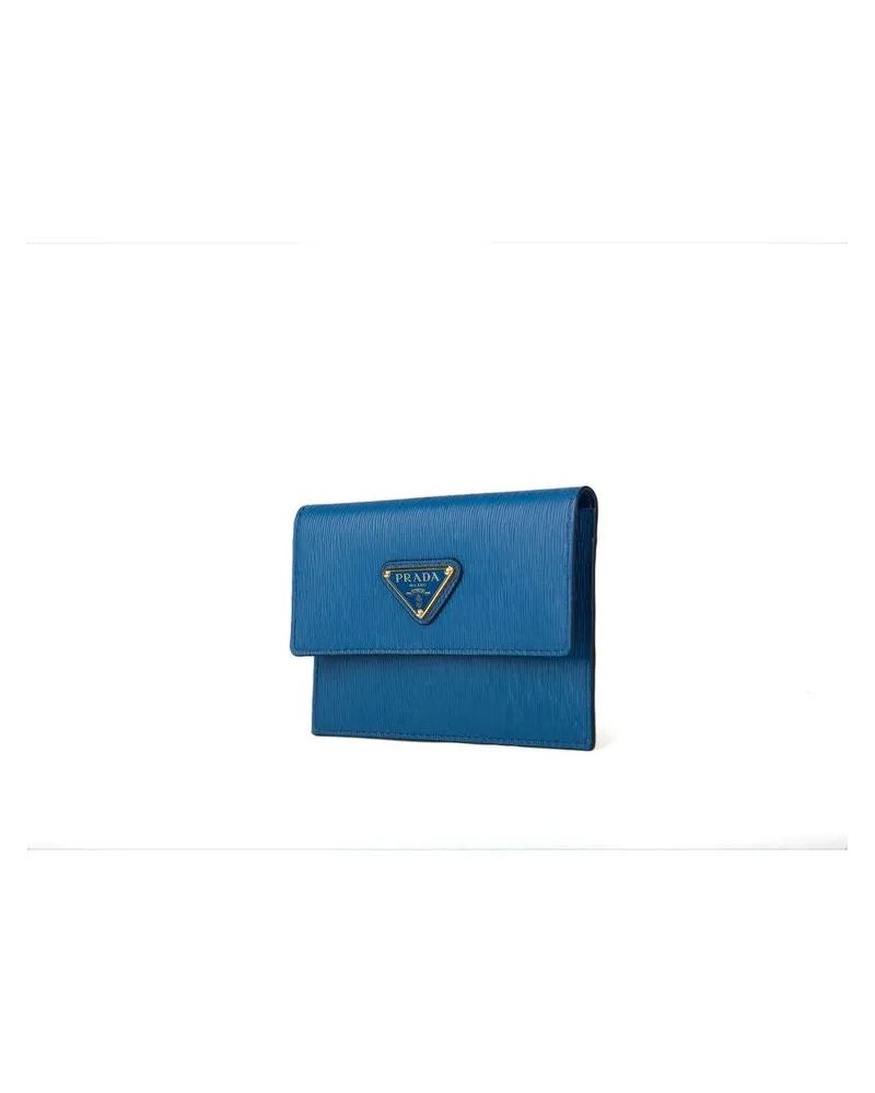 Prada Women's Wallet Cobalto Saffiano Leather Bags Blue