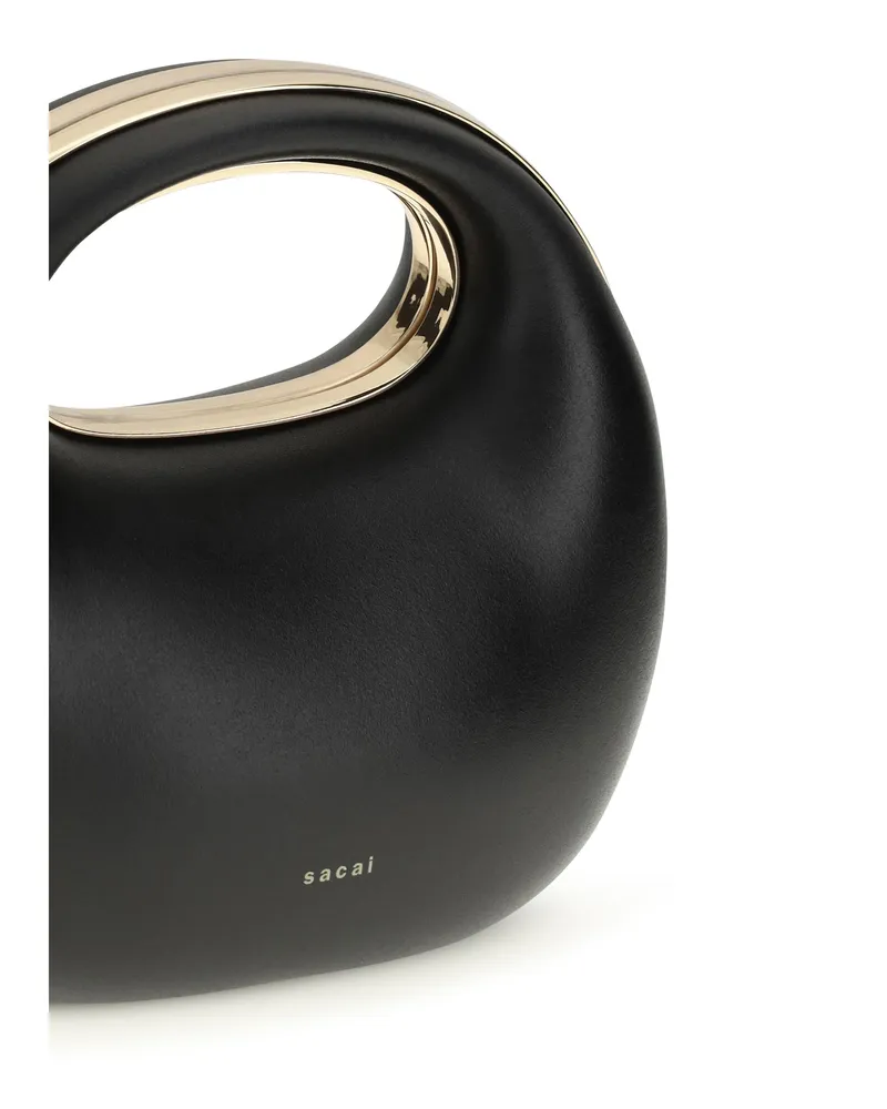 Sacai Women's Rigid Handbag Black Calf Leather Handbags Hand Bags Black
