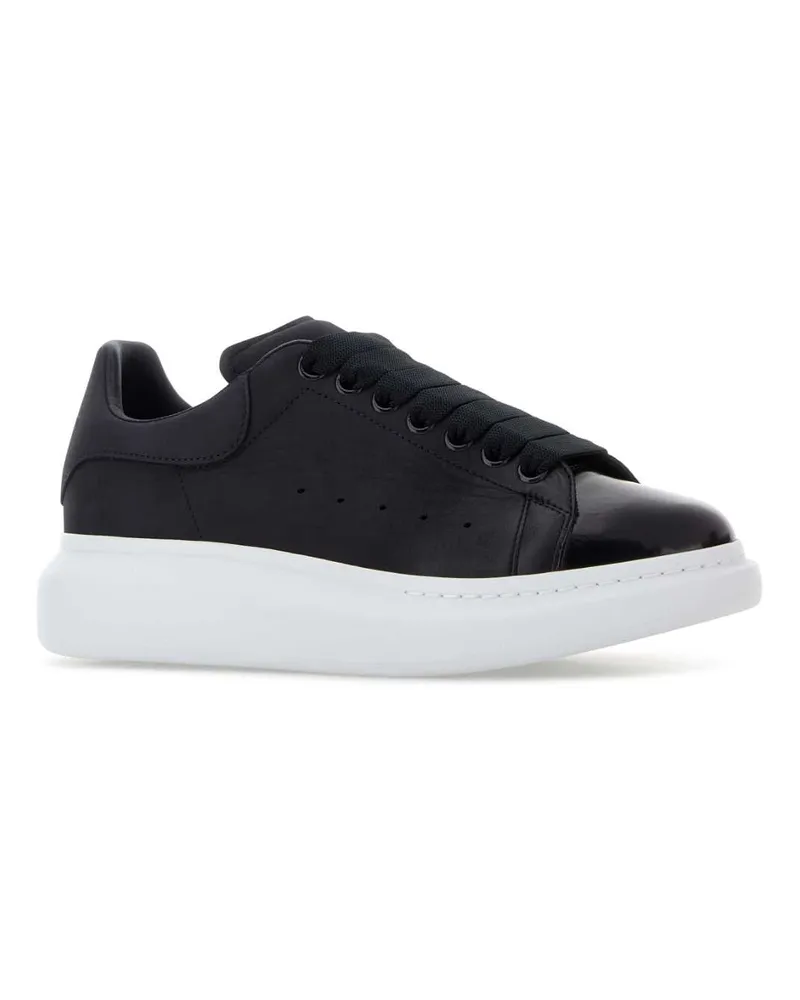 Alexander McQueen Men's Black Leather Sneakers With Heel Indigoblu Black