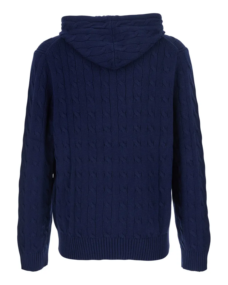 Ralph Lauren Men's Hooded Cardigan Blue Cotton Tops Top Navy