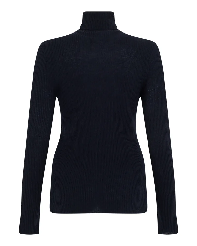 Fabiana Filippi Women's Sweater With High Collar, Midnight Blue Virgin Wool Navy