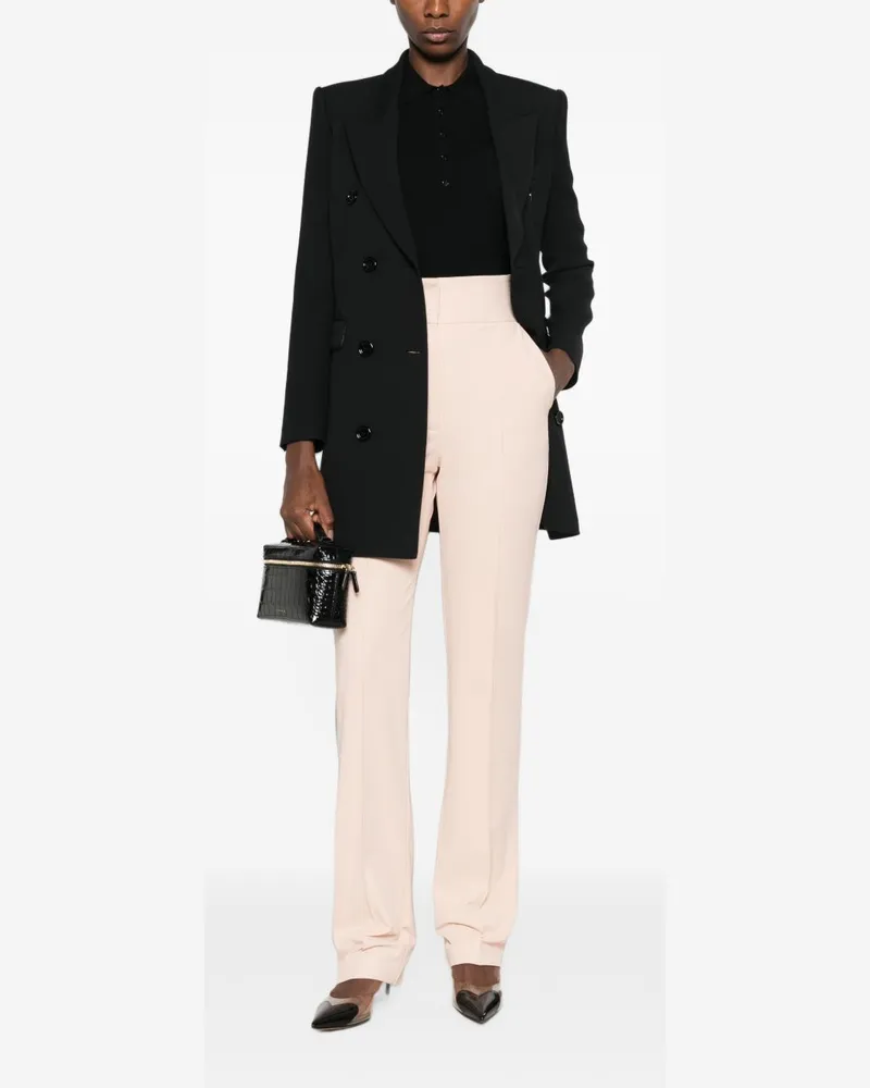Elisabetta Franchi Double-Breasted Wool Blazer — Black Black