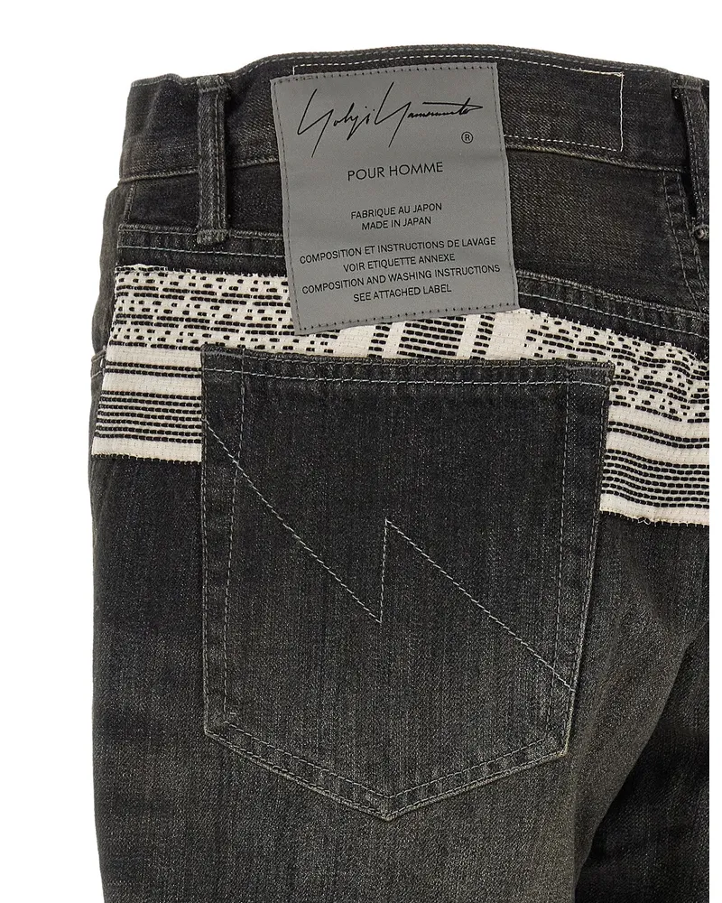 Yohji Yamamoto Men's Black Cotton Tapered Jeans Clothing Black