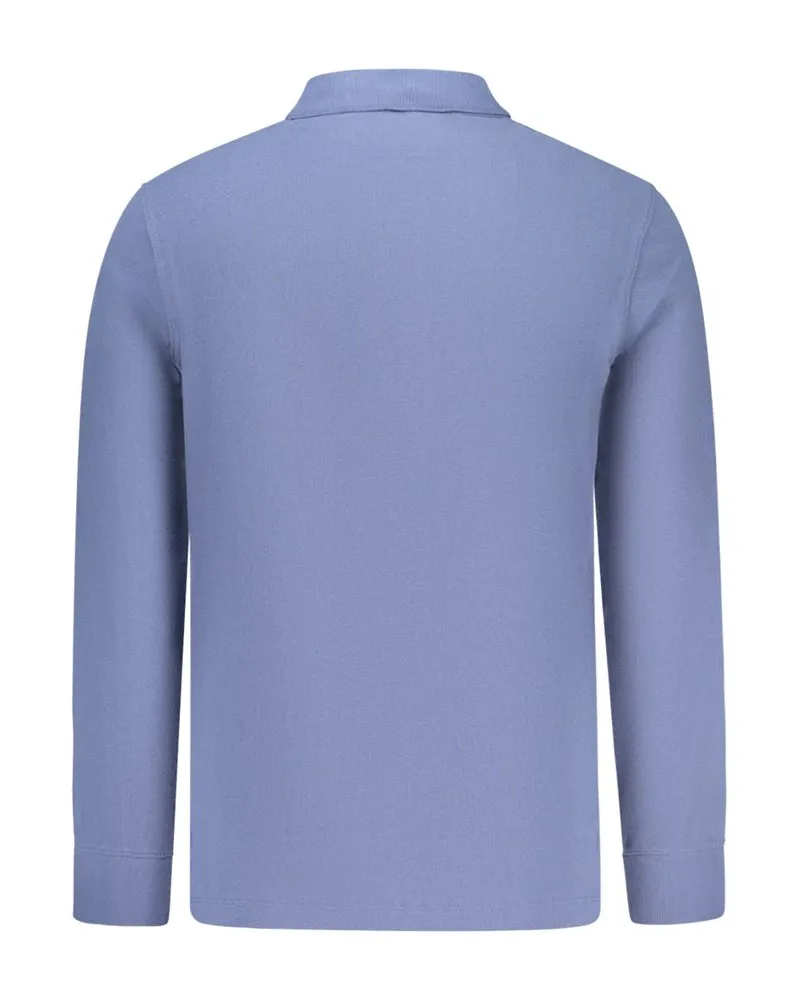Timberland Long-Sleeved Cotton Polo Shirt — Blue Blue