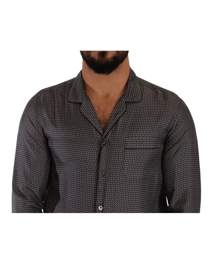 Dolce & Gabbana Gray Fantasy Pattern Pajama Top Mens Shirt Silk Gray