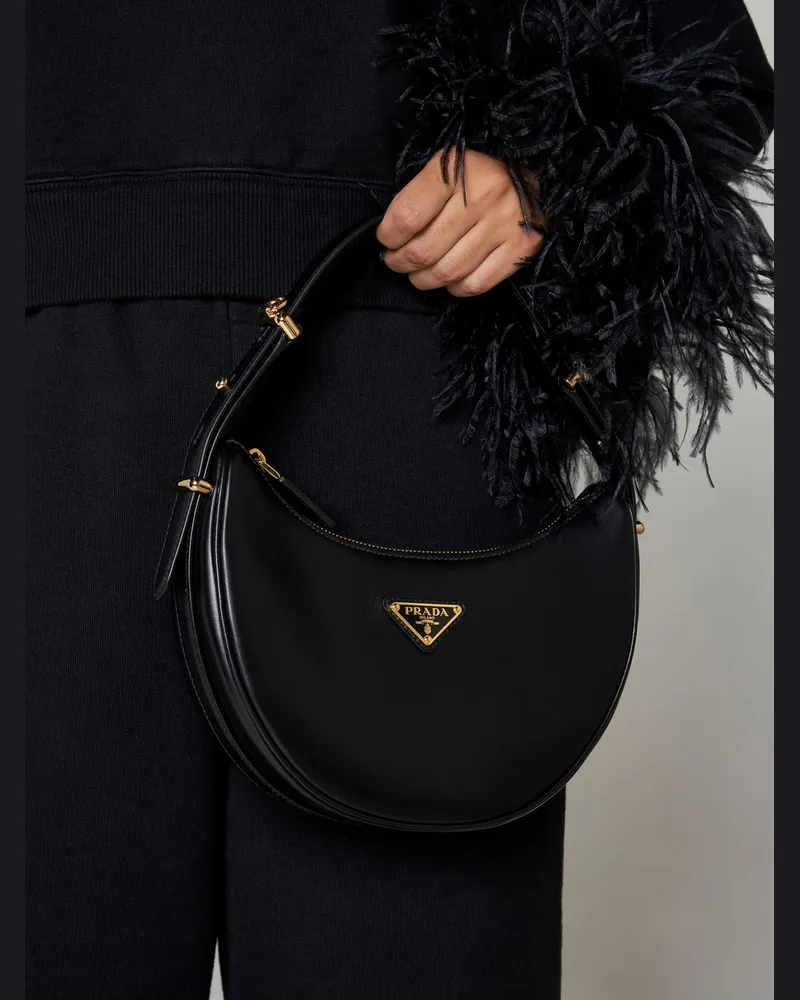 Prada Women's Arque Leather Bag Black Shoulder Black