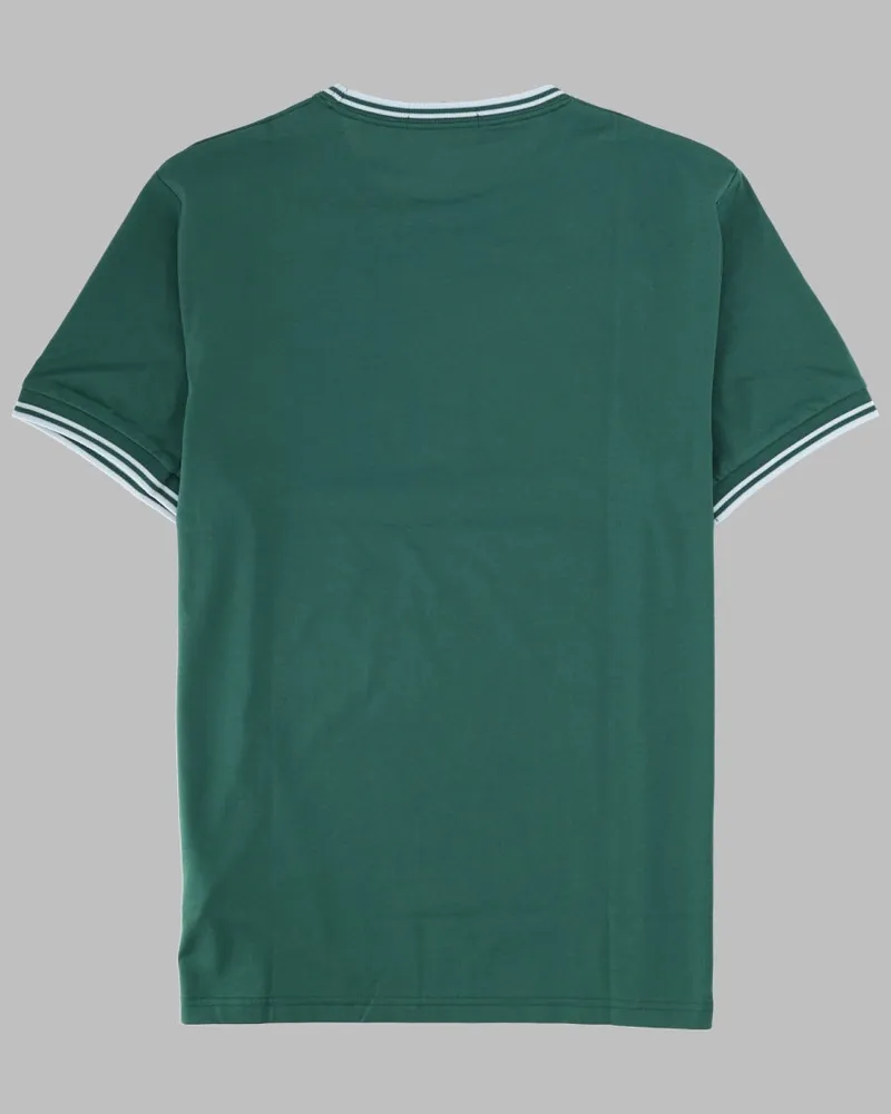 Fred Perry Double Stripe Cotton T-Shirt — Green Green