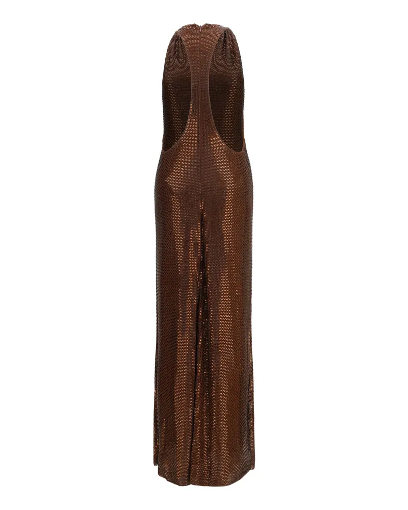 Self-Portrait Women's Embellished Maxi Dress With Cross-Back Straps Brown Polyester; Elastane Brown