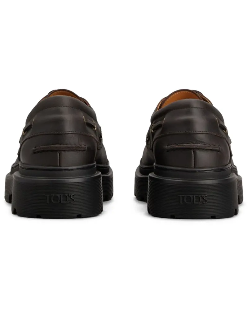 TOD'S Calf Leather Boat Loafers — Brown Brown