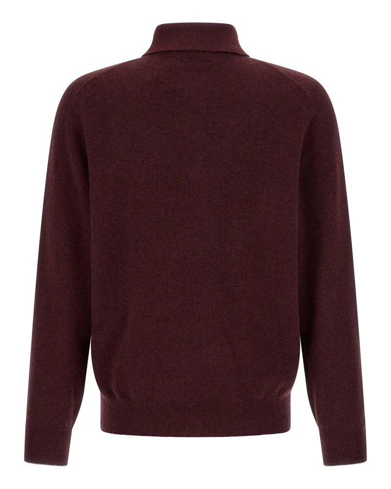 Brunello Cucinelli Cashmere Knit Polo Shirt — Burgundy Burgundy