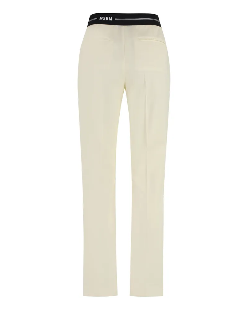 MSGM Women's Wool Trousers Ivory Virgin Straight Ivory