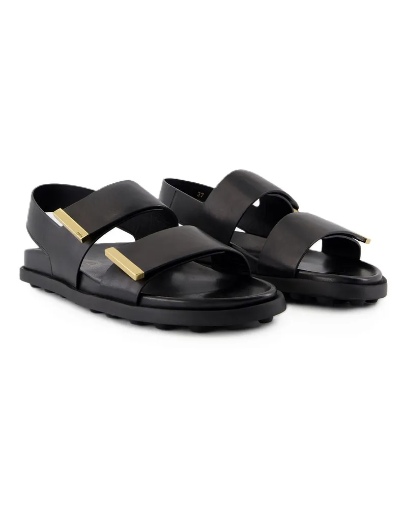 TOD'S Women's Sandals - Tods Leather Black Calfskin Shoes Flat-Shoes Black