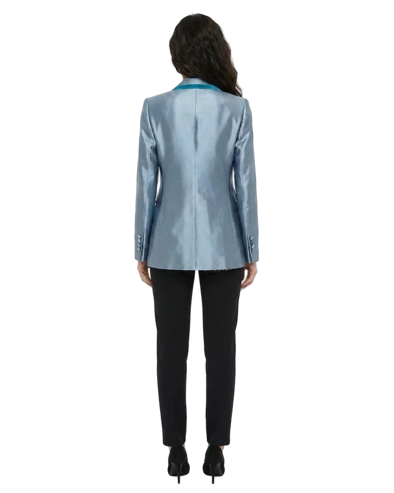 Dolce & Gabbana Women Blue Polyamide Blazer Clothing Blue