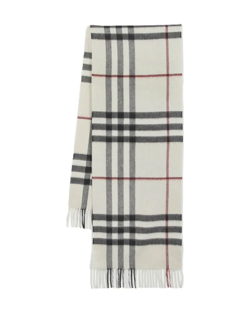 Burberry Unisex Giant Check Cashmere Scarf Beige Beige