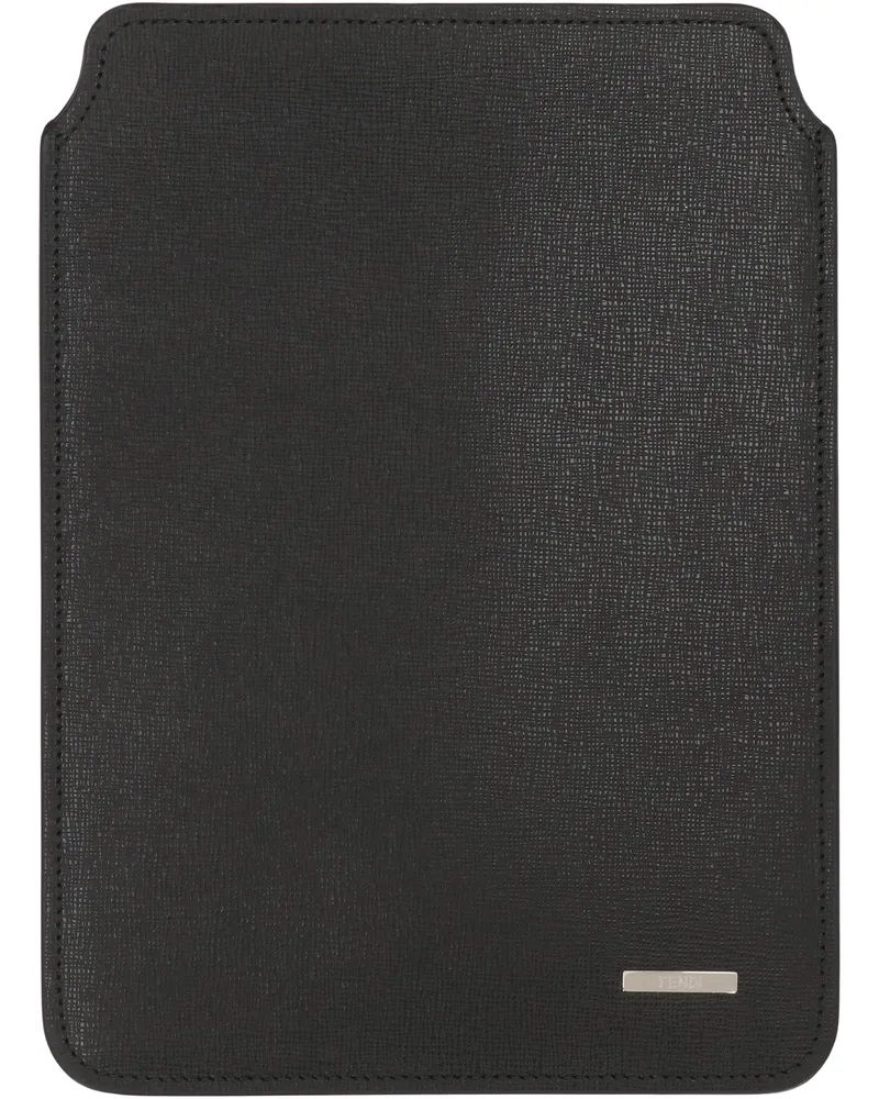 Fendi Men's Leather Ipad Case Black Phone Cases & Technology Black