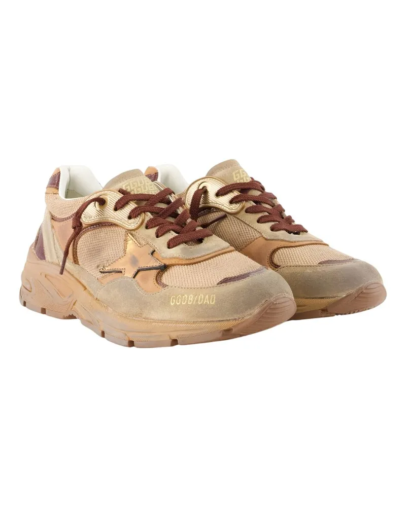 Golden Goose Women's Running Dad Sneakers -  Leather Brown Calfskin Shoes Tan