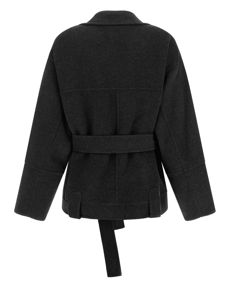 KHAITE Women's Gray Wool Full-Length Jacket Clothing Gray