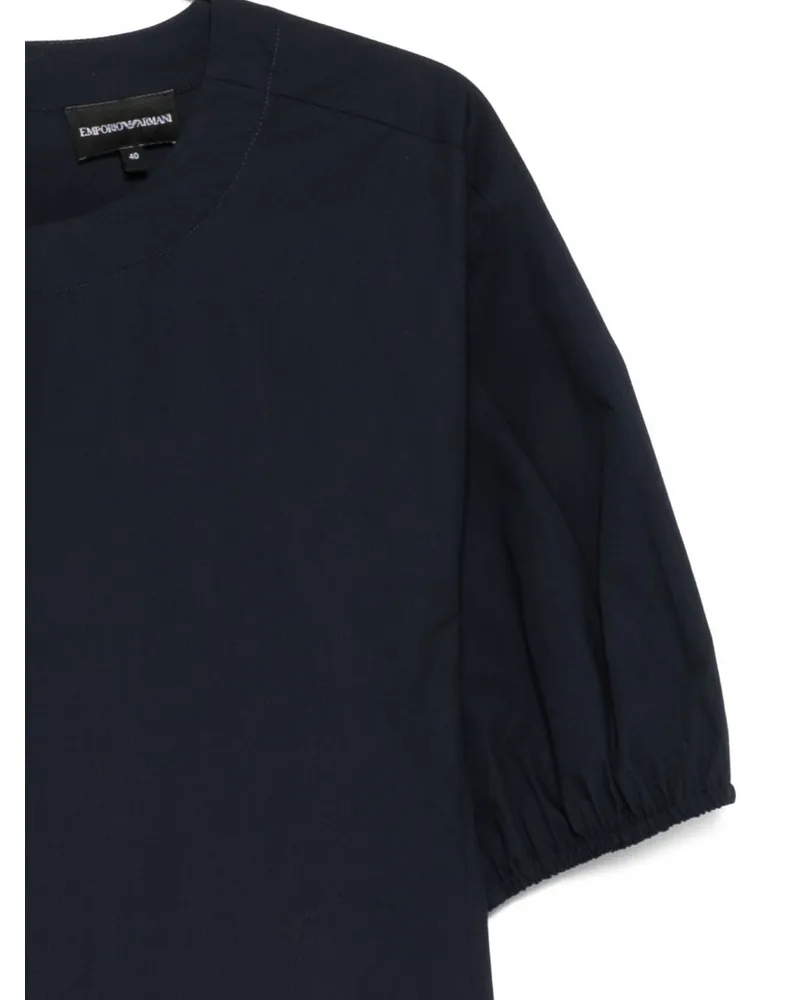 Emporio Armani Puff-Sleeve Cotton Blouse — Navy Navy