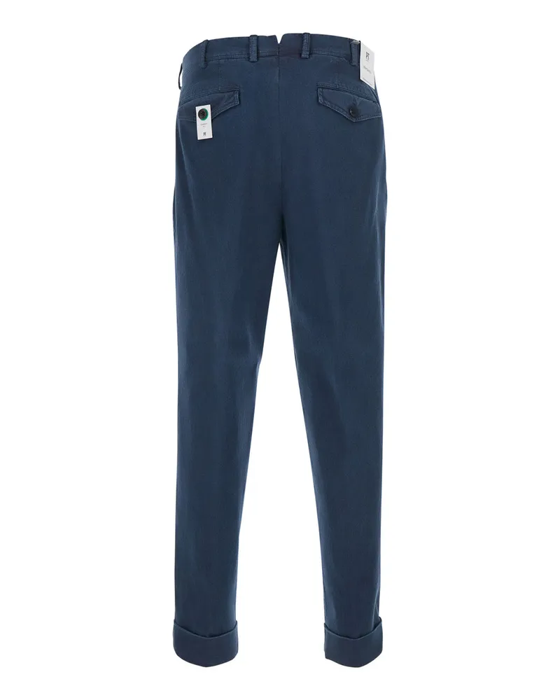 PT TORINO Men's Trousers With Blue Hems Blue