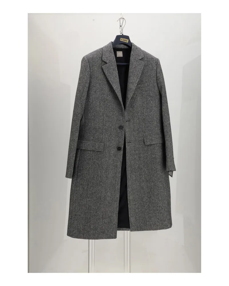 Dior Men's Coat Wool Grey Fleece Gray