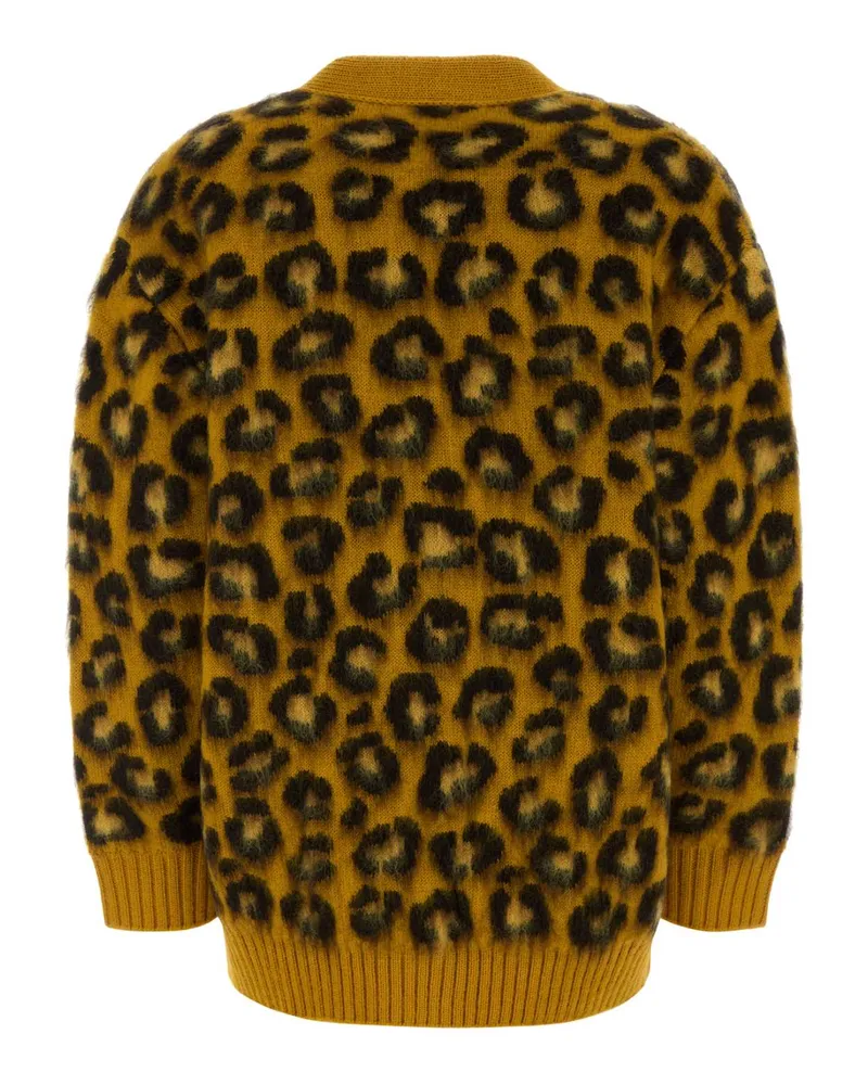 Bottega Veneta Women's Embroidered Wool Blend Oversize Cardigan Eggyolkfondant Exterior: Mohair Nylon Maglieria Yellow