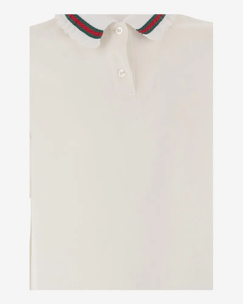 Gucci Cotton Piqué with Web Detail Polo Shirt — White White