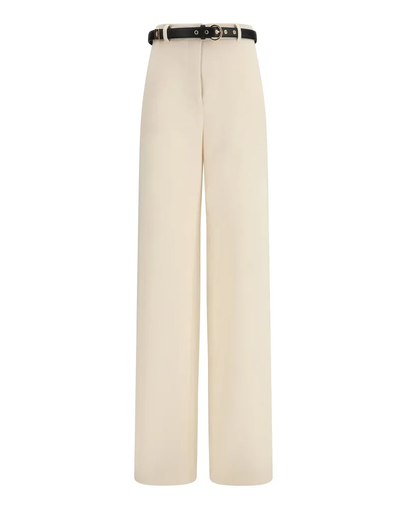 Max Mara Women's Wide-Leg Pants Beige Triacetate Tops Top Beige