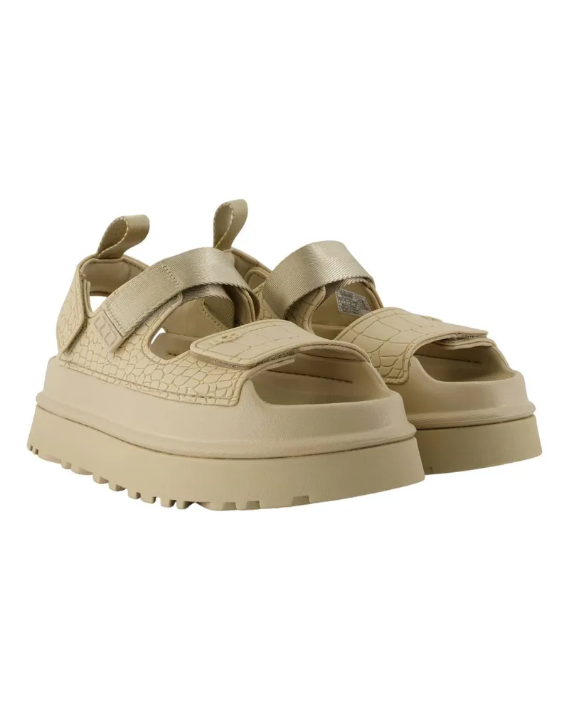 UGG Women's Embossed Croc-Print Sandal Beige Synthetic Beige