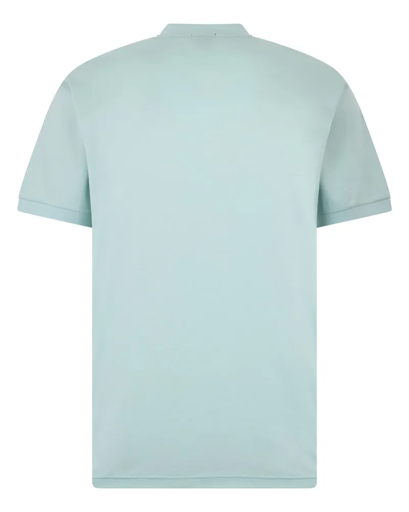 HUGO BOSS Men T-Shirt With Zip Collar Turquoise Cotton T-Shirts And Polos Turquoise
