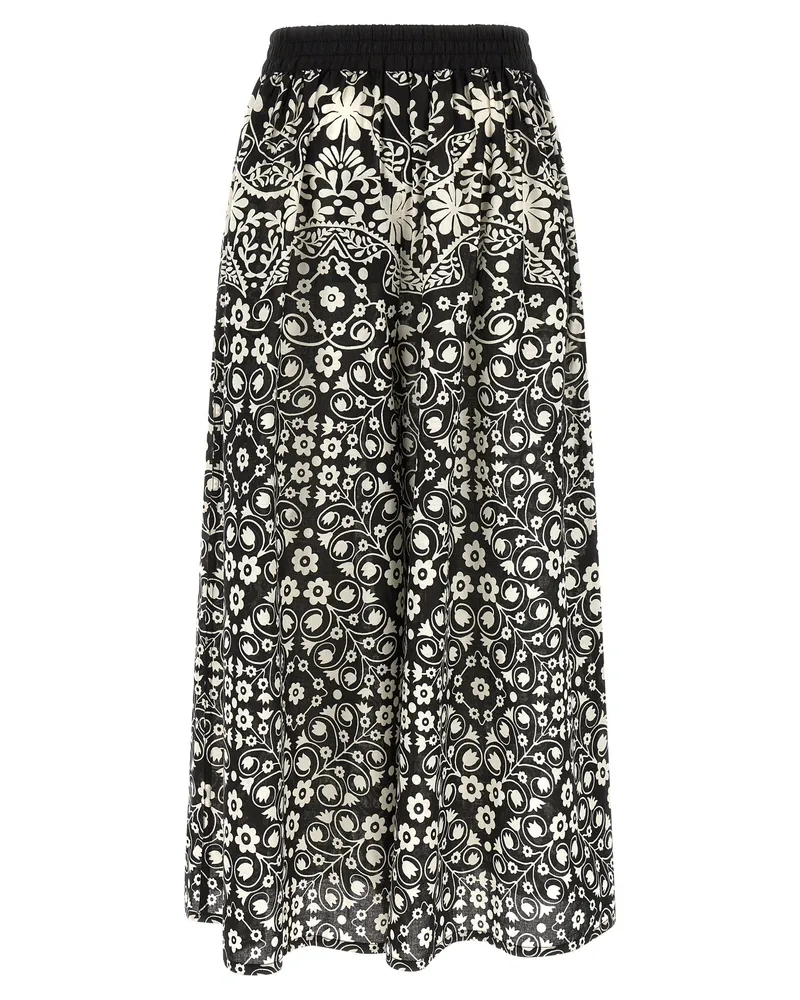 Max Mara Women Bicolor Cotton Flared Pants Black