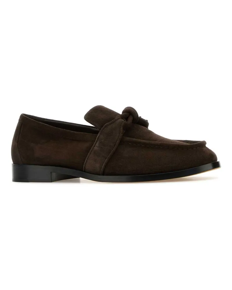 Bottega Veneta Men's Brown Suede Astaire Loafers Fondant Mocassini Brown