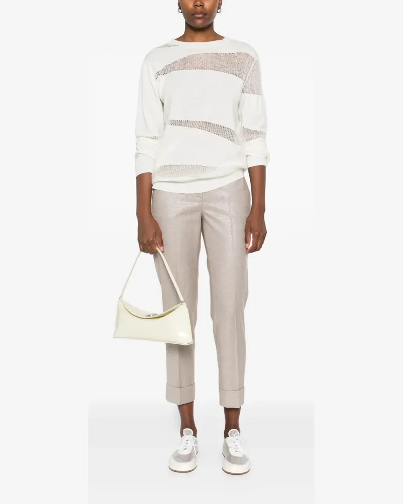 Fabiana Filippi Women's Mesh-Panel Sweater Aw25 W Off-white