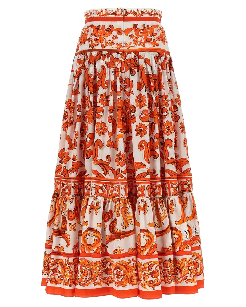 Dolce & Gabbana Maiolica Skirt — Orange Orange