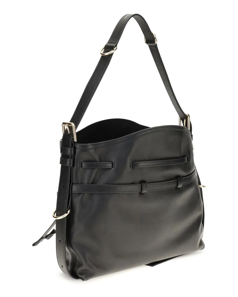 Givenchy Women's Bucket Bag Voyou Glossy Leather Black Calf Black
