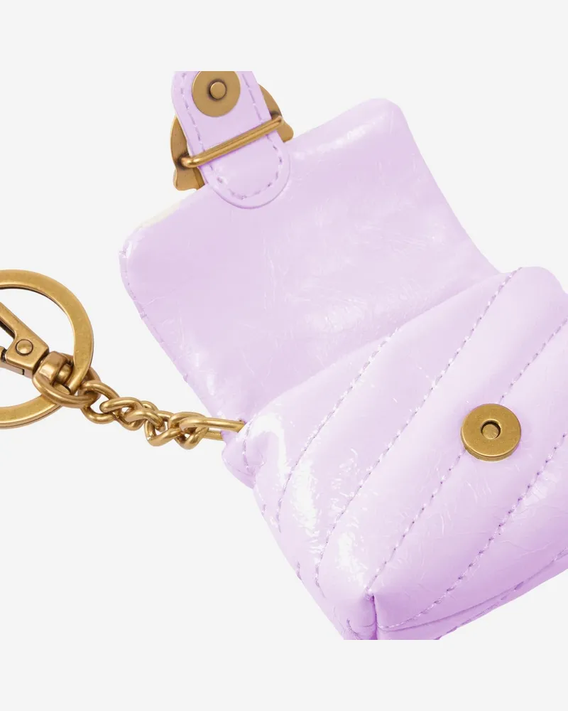 Pinko Women's Glossy Leather Airpods Love Bag Puff Case Light Pink Calfskin Accessory Pink