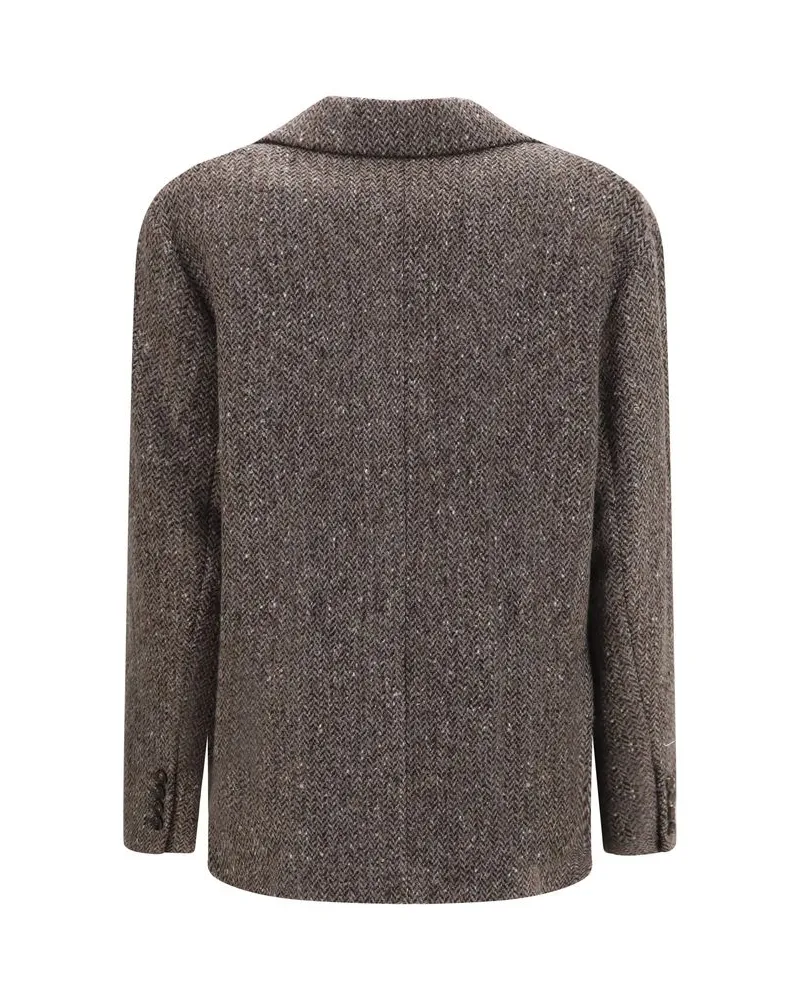 Brunello Cucinelli Women's Brown Wool Oves Aries Biker Jacket Clothing Brown