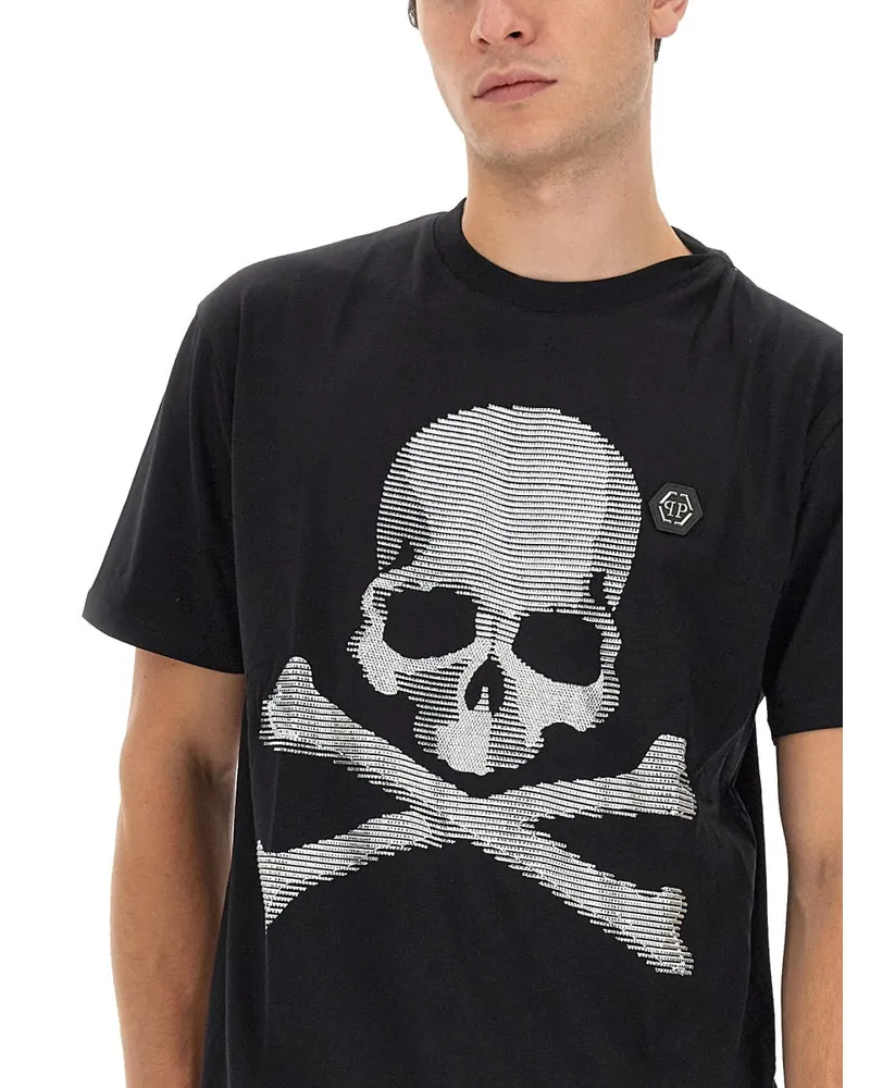 Philipp Plein Rhinestone-Embellished Cotton T-Shirt — Black Black