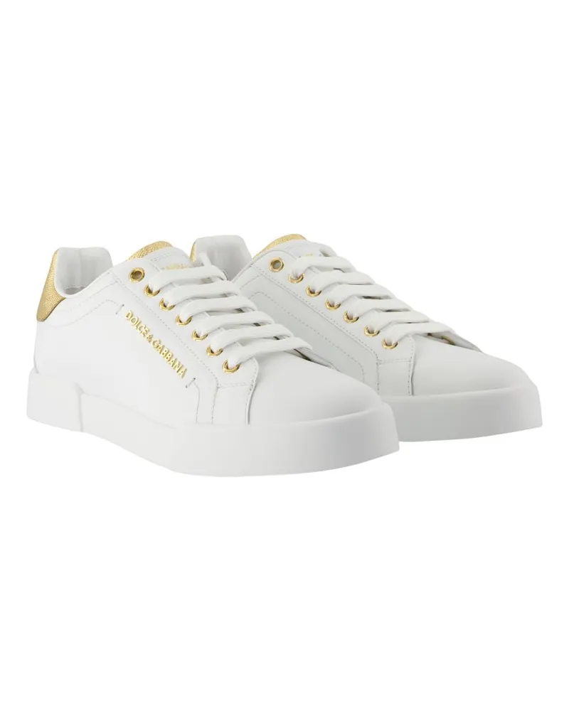 Dolce & Gabbana Women's Bassa Sneakers -  Leather White Calfskin Shoes White