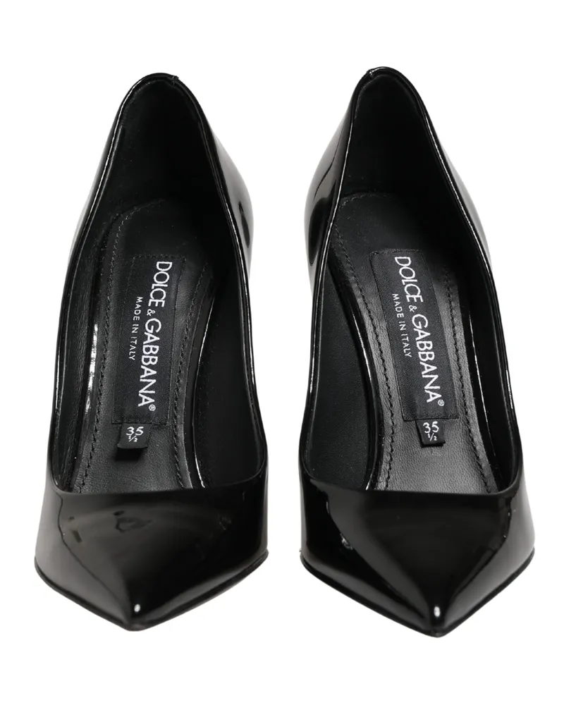Dolce & Gabbana Women's Black Calf Leather Stiletto Heels Pumps Shoes Black