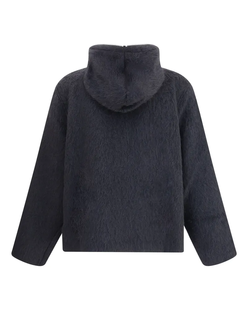 Our Legacy Men's Zip Sweater Furry Effect Design Black Hairy Black