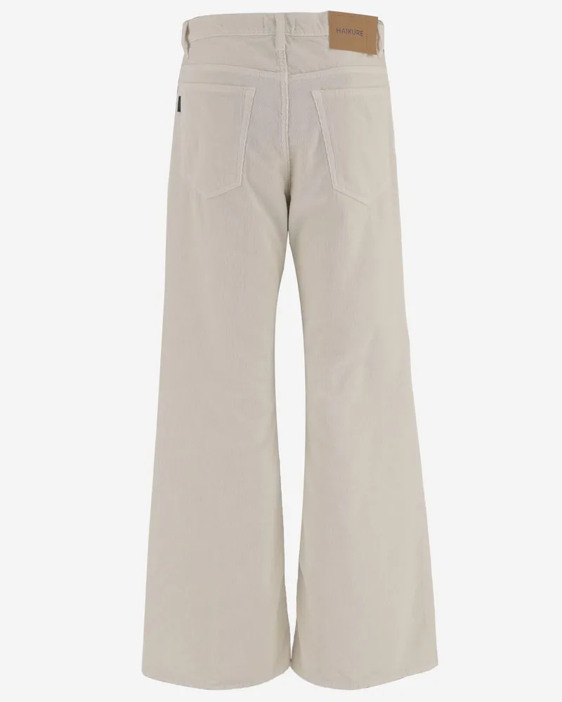 Haikure Women's Pants Ribbed Cotton Velvet White Jean White
