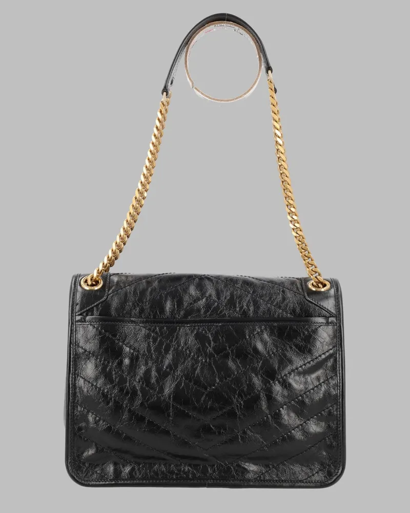 Saint Laurent Quilted Calf Leather Shoulder Bag — Black Black