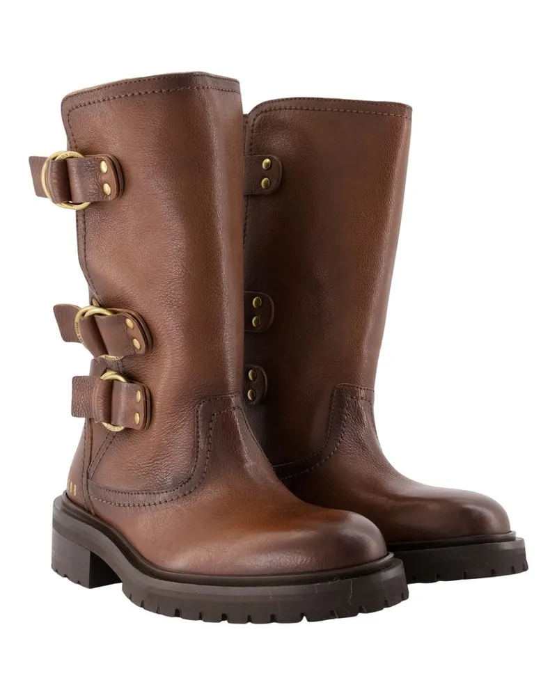 Golden Goose Women's Kurt Boots -  Leather Brown Calfskin Shoes Brown
