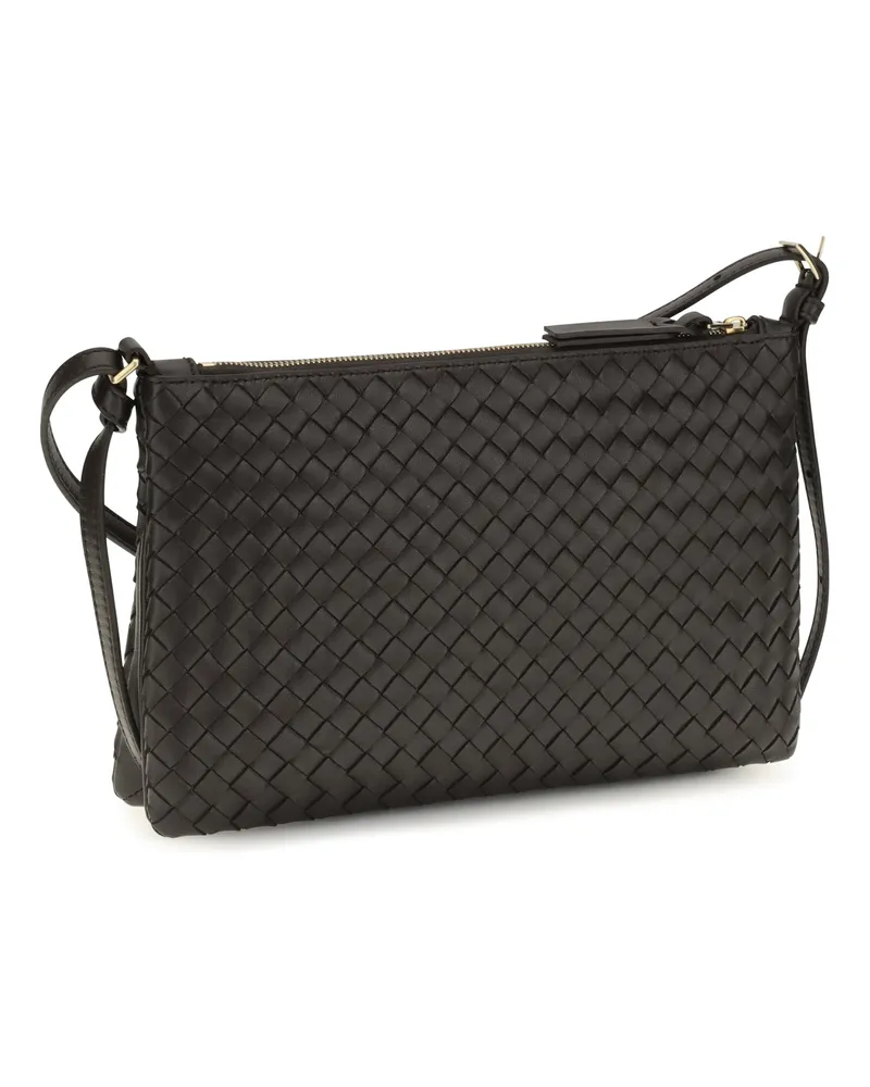 Bottega Veneta Intrecciato Calfskin Leather Shoulder Bag — Black Black