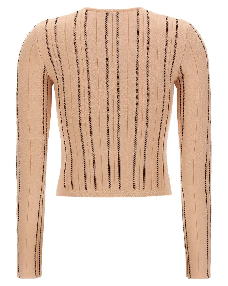 Elisabetta Franchi Origami-Weave Viscose Cardigan — Beige Beige