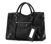 Women's Black Leather Medium Le City Handbag Borse A Mano Bag