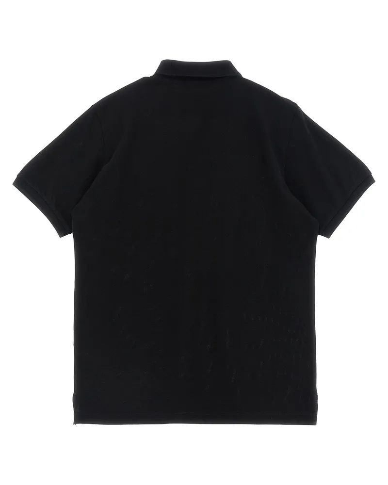 Stone Island Compass Logo Organic Cotton Polo Shirt — Black Black
