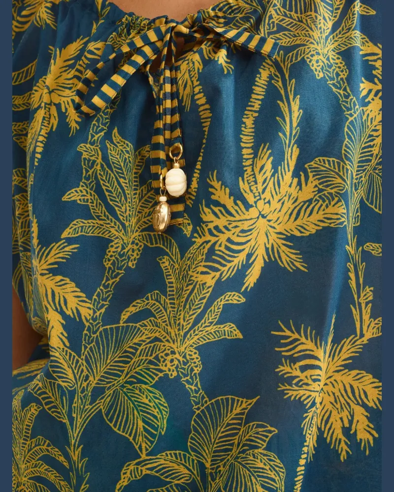 Eres Women's Crocodile Palm-Tree Print Top Ss26 W Blue