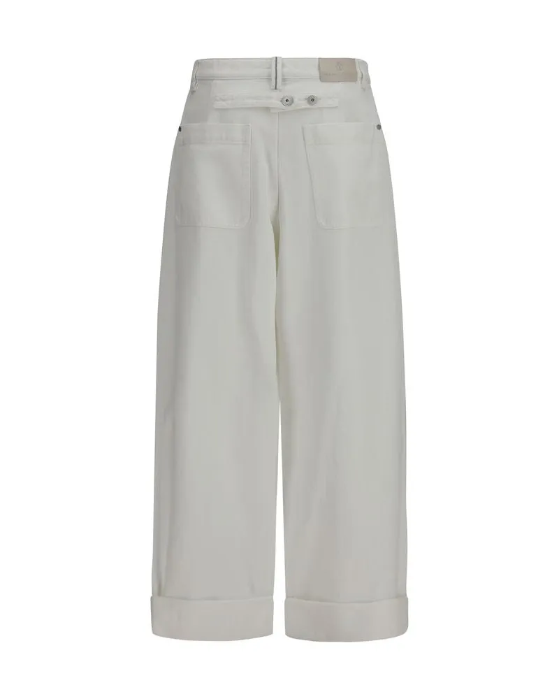 Brunello Cucinelli Women's White Cotton Casual Pants White