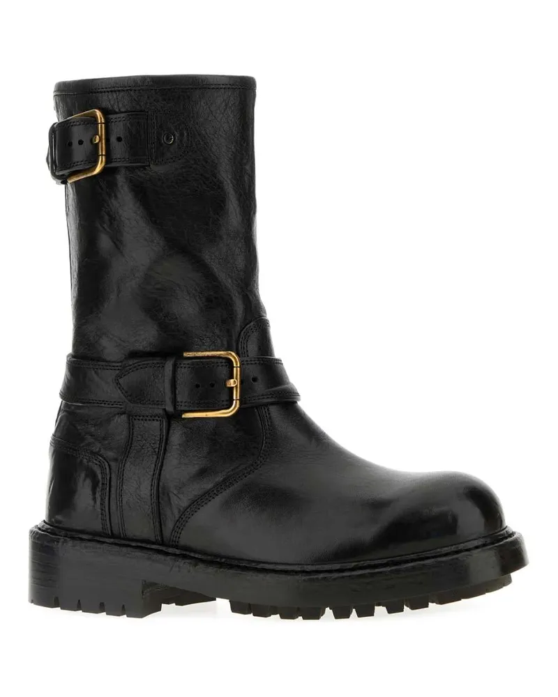 Dolce & Gabbana Men's Black Leather Bernini Boots Nero Stivali Black